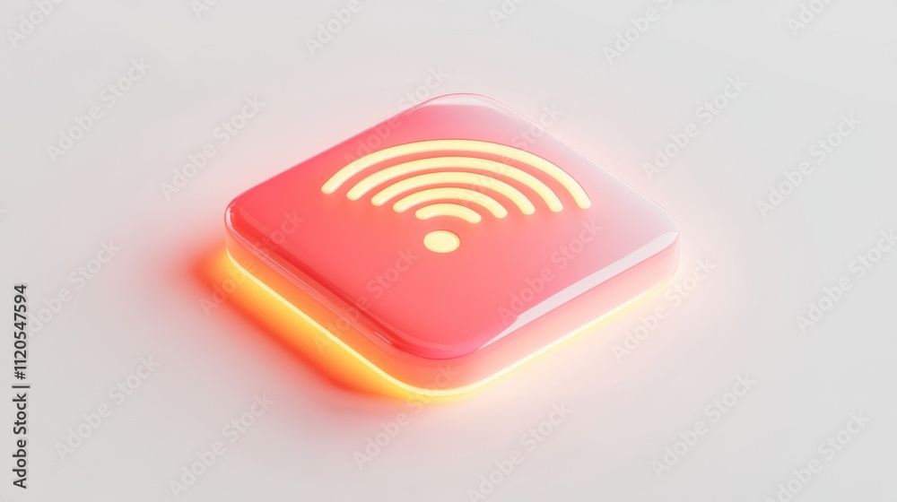Glowing Pink Square Wifi Icon Digital Network Symbol Glowing Pink Square Wifi Icon Digital Network Symbol