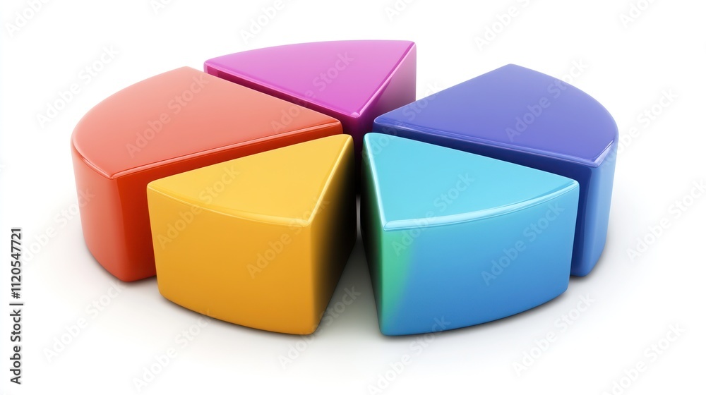 Colorful Three Dimensional Pie Chart Data Representation