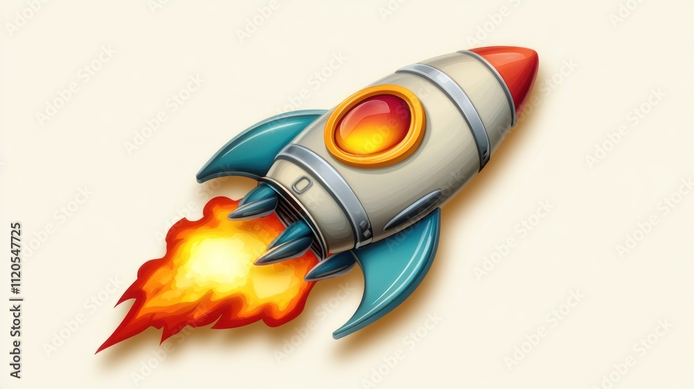 Retro Rocket Ship Soaring Through Space Retro Rocket Ship Soaring Through Space
