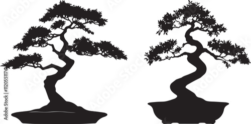 Silhouette of a bonsai tree vector silhouette