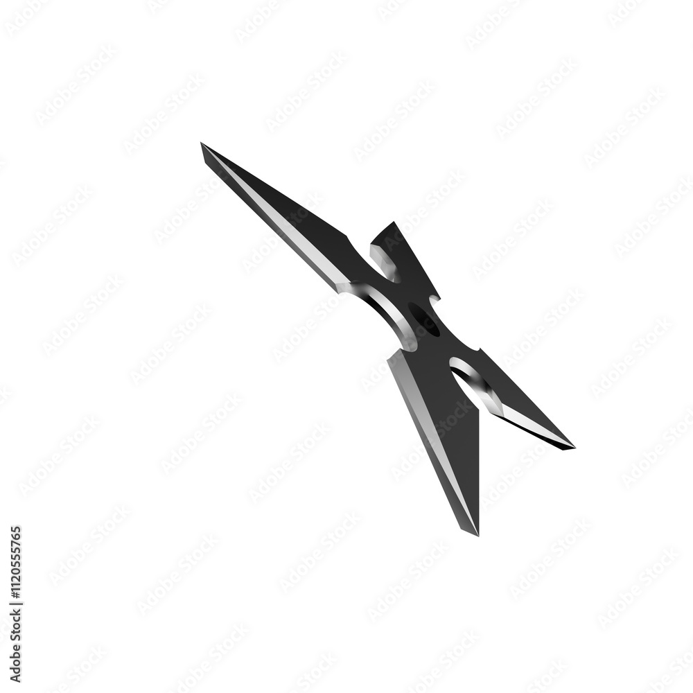 3D Illustration of a Ninja Shuriken –Realistic depiction of a traditional throwing star with sharp blades, metallic texture, and detailed design, perfect for digital art projects, graphics, and poster 3D Illustration of a Ninja Shuriken –Realistic depiction of a traditional throwing star with sharp blades, metallic texture, and detailed design, perfect for digital art projects, graphics, and poster