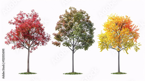 Freeman Maple Trees: Isolated on a white background, ideal for design, advertising, and architectural use.