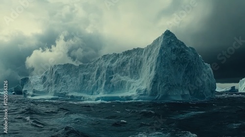 Majestic Iceberg Under a Dramatic Cloudy Sky