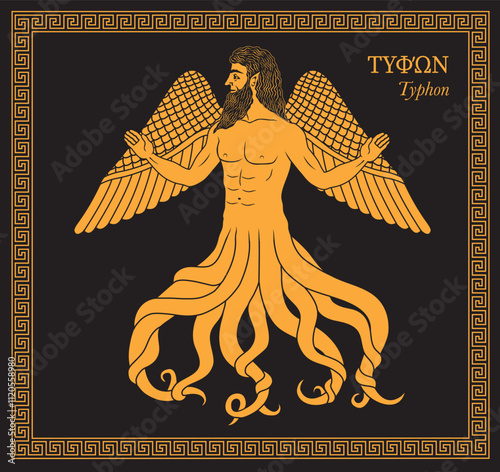 Vector illustration of a Greek mythological monster Typhon