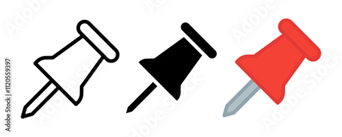 push pin flat icon on white background vector illustration