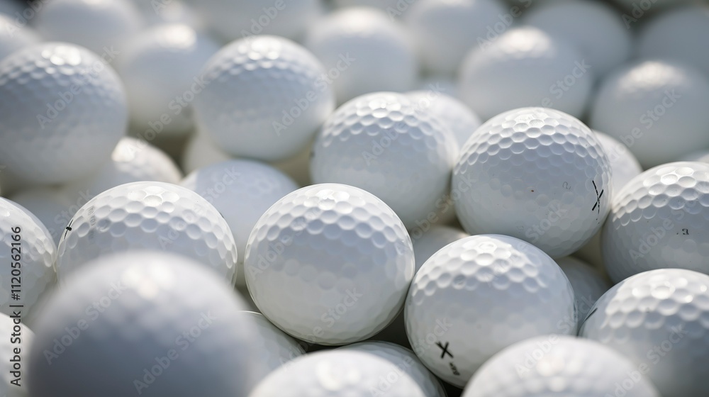 Close-up of numerous golf balls with selective focus, ideal for sports and leisure themes. Close-up of numerous golf balls with selective focus, ideal for sports and leisure themes.