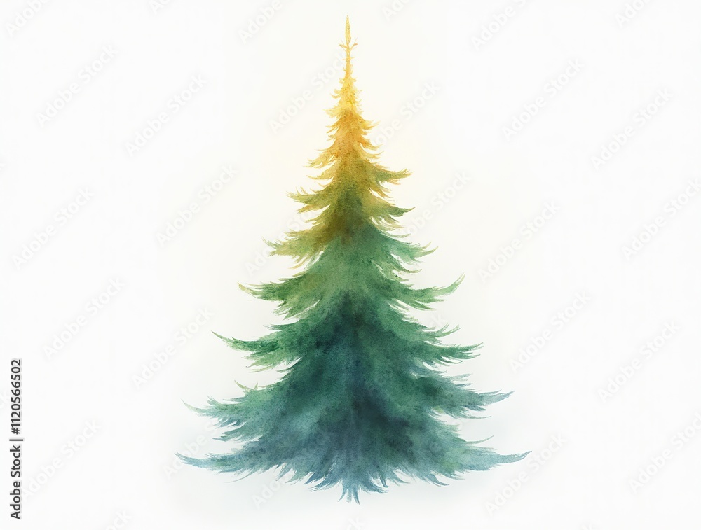 Obraz premium christmas tree watercolor isolated on white background.