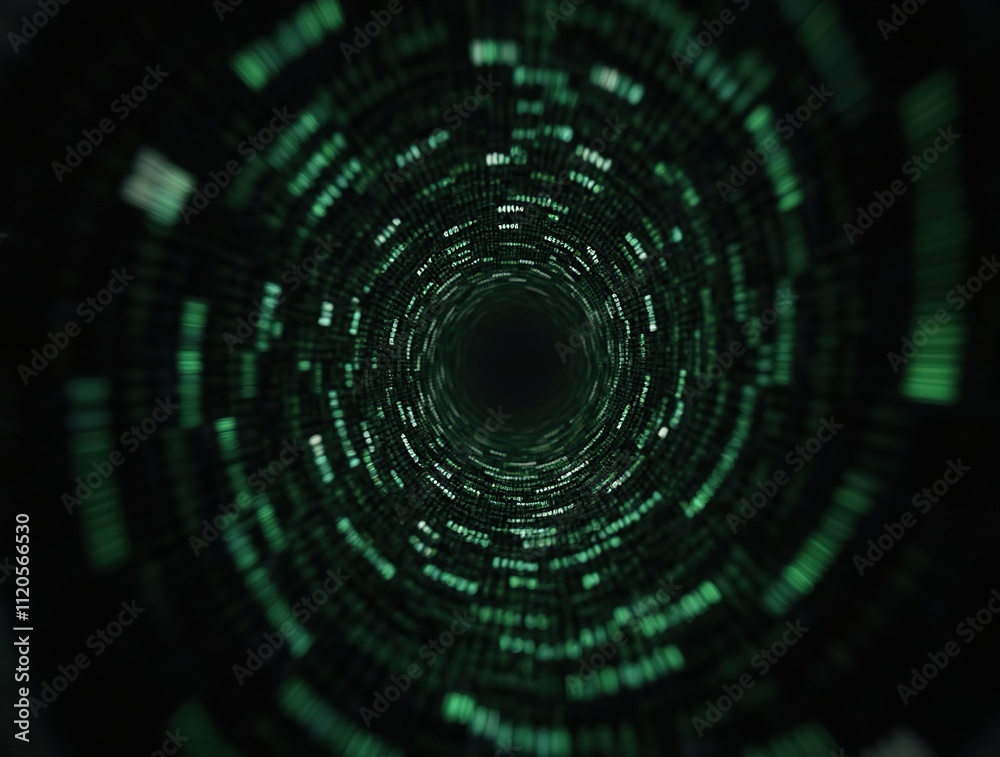 A futuristic, green digital tunnel with concentric circular patterns and glowing lines technology and data flow background A futuristic, green digital tunnel with concentric circular patterns and glowing lines technology and data flow background