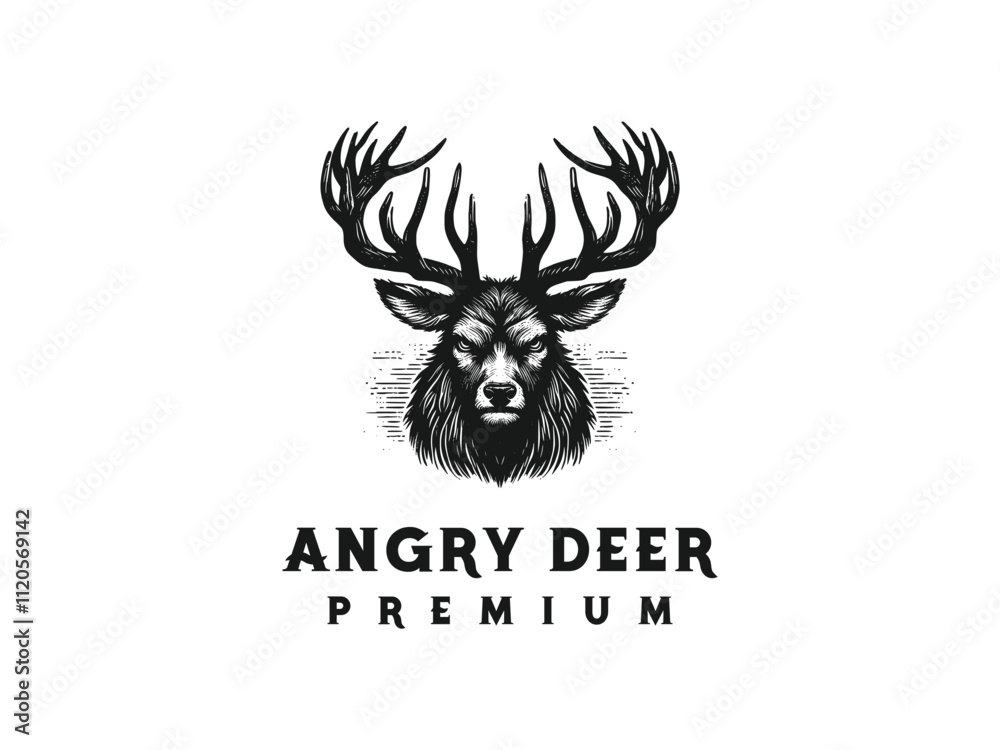 Fototapeta premium angry deer illustration premium 