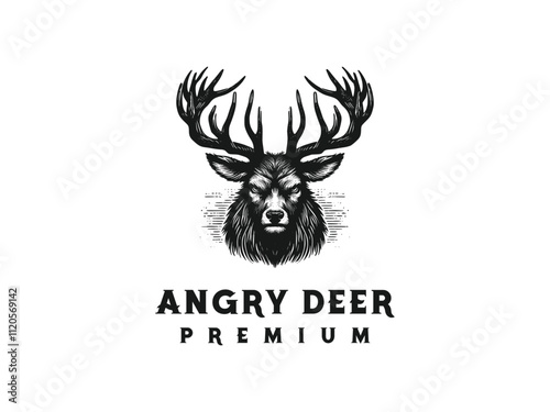 angry deer illustration premium 
