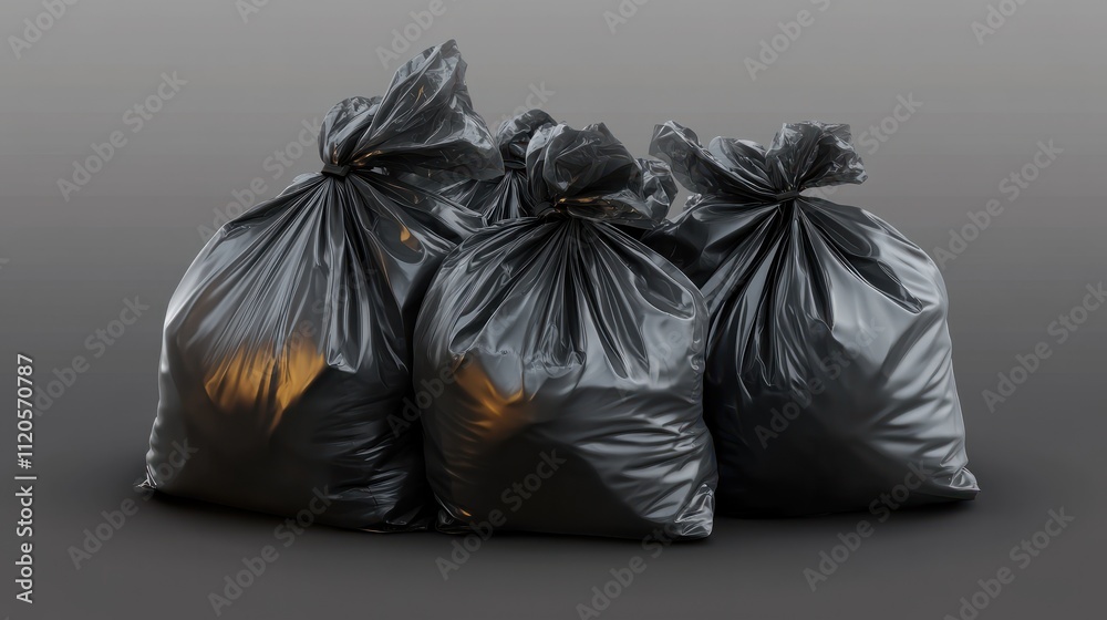 Collection of Pile of black big garbage plastic bags isolate on transparency background Collection of Pile of black big garbage plastic bags isolate on transparency background
