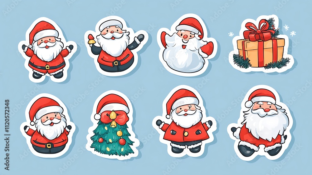 2024 New Year stickers featuring a Santa Christmas concept. 2024 New Year stickers featuring a Santa Christmas concept.