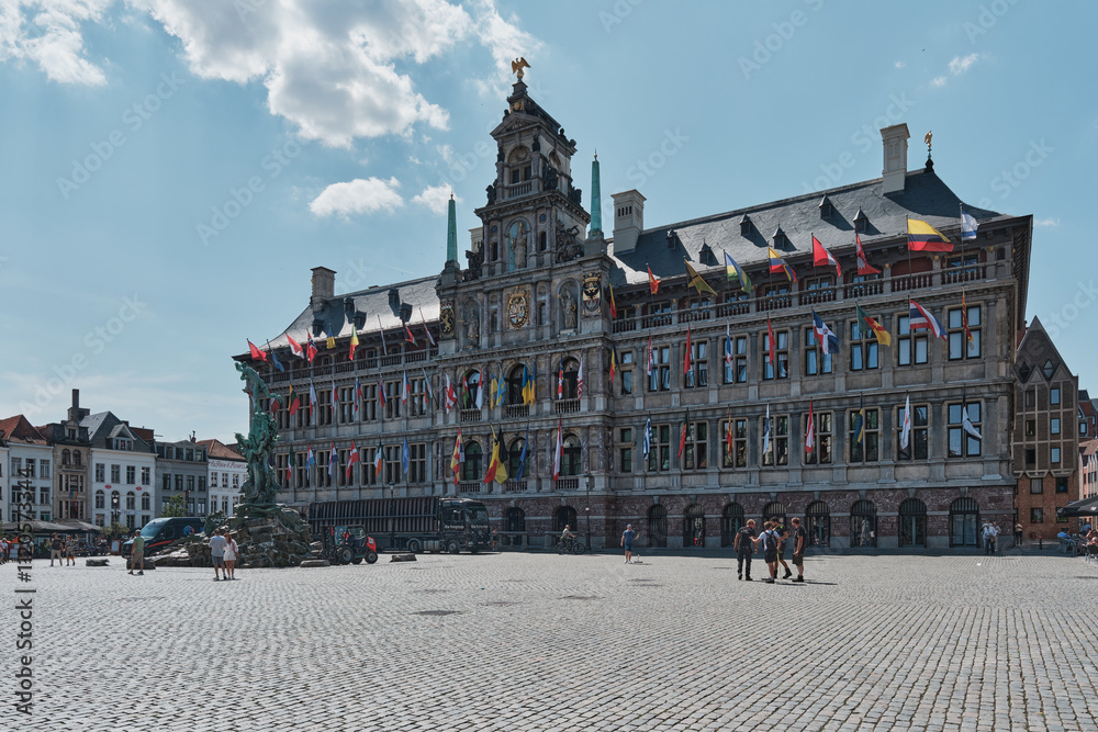 City Hall on Grote Markt, Antwerpen, Belgium.