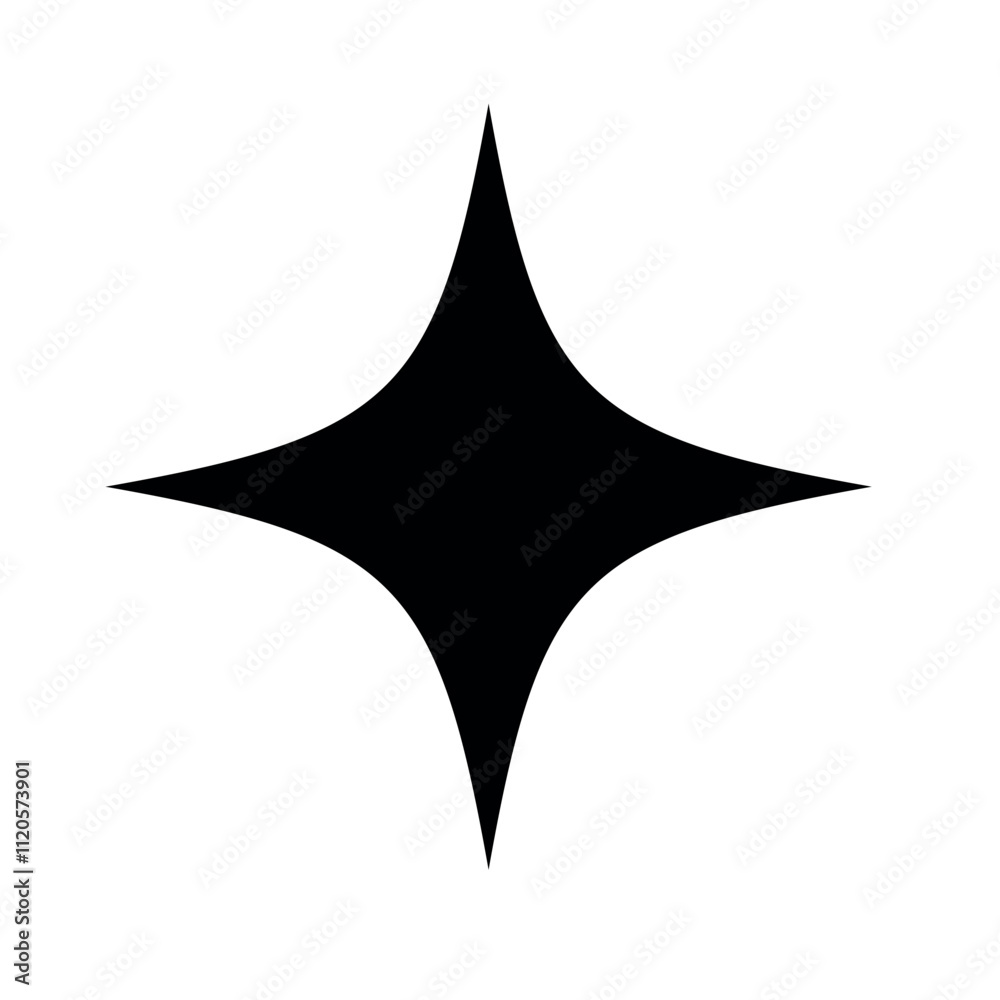 Sparkling star black silhouette on transparent background, vector four-pointed figure. Sparkling star black silhouette on transparent background, vector four-pointed figure.