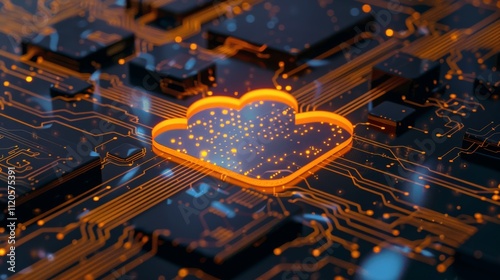 Abstract illustration of cloud security services, stylized cloud icon integrated with a secure padlock symbol, representing data protection and cybersecurity in cloud computing environments