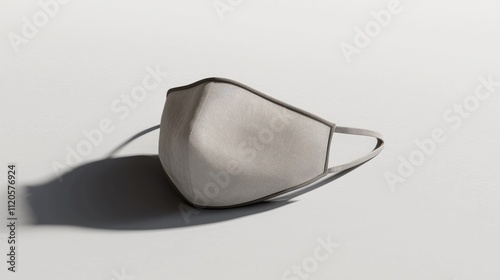 A minimalist gray mask resting on a surface, designed for personal protection. photo