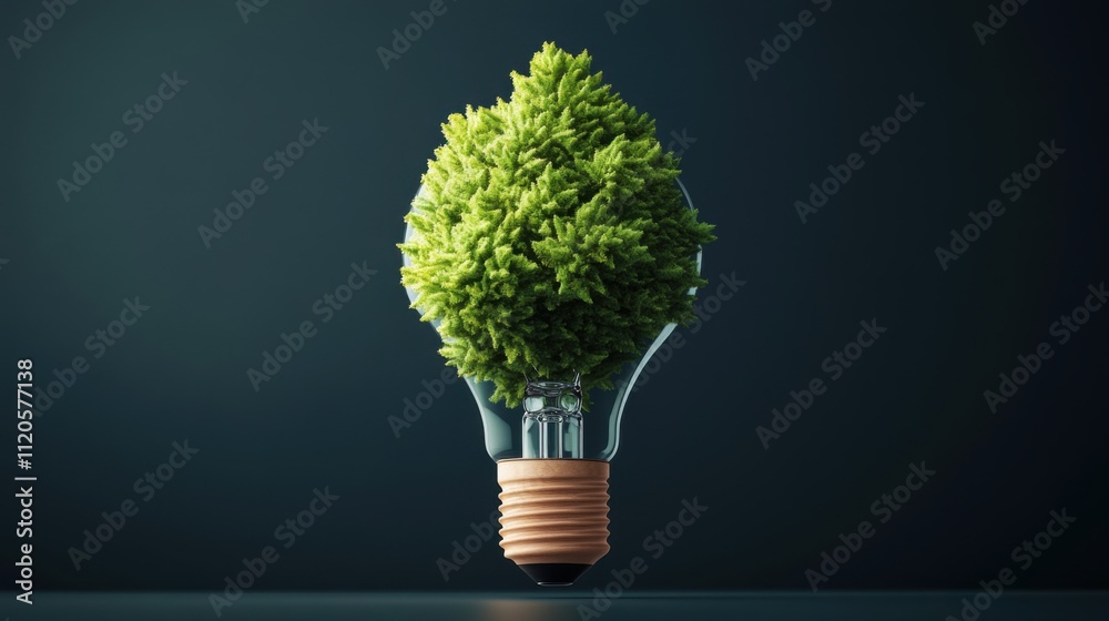 Eco-Friendly Light Bulb Growing Green Tree for Sustainable Energy Concept in Dark Background Eco-Friendly Light Bulb Growing Green Tree for Sustainable Energy Concept in Dark Background