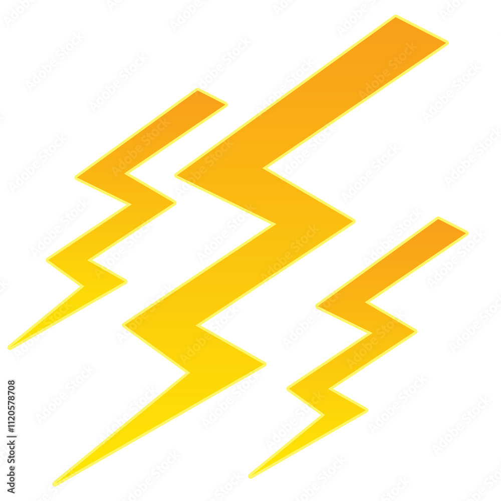 Lightning bolt icon. Flash of lightning, Thunderstorm. Energy, electricity, power icon yellow orange color Lightning bolt icon. Flash of lightning, Thunderstorm. Energy, electricity, power icon yellow orange color