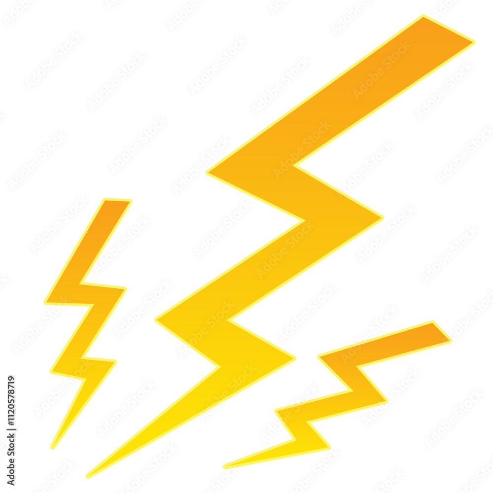 Lightning bolt icon. Flash of lightning, Thunderstorm. Energy, electricity, power icon yellow orange color Lightning bolt icon. Flash of lightning, Thunderstorm. Energy, electricity, power icon yellow orange color