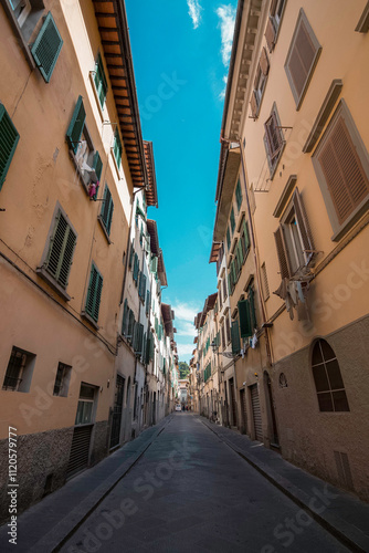 Small Italian Street With Old Houses In Florence, Italy
