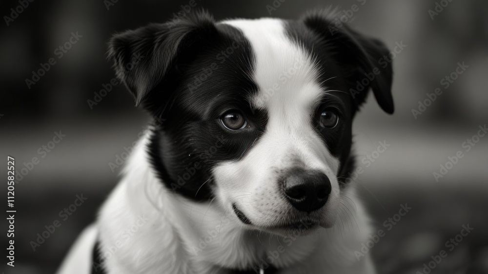 Black and white portrait of a cute dog. Black and white portrait of a cute dog.