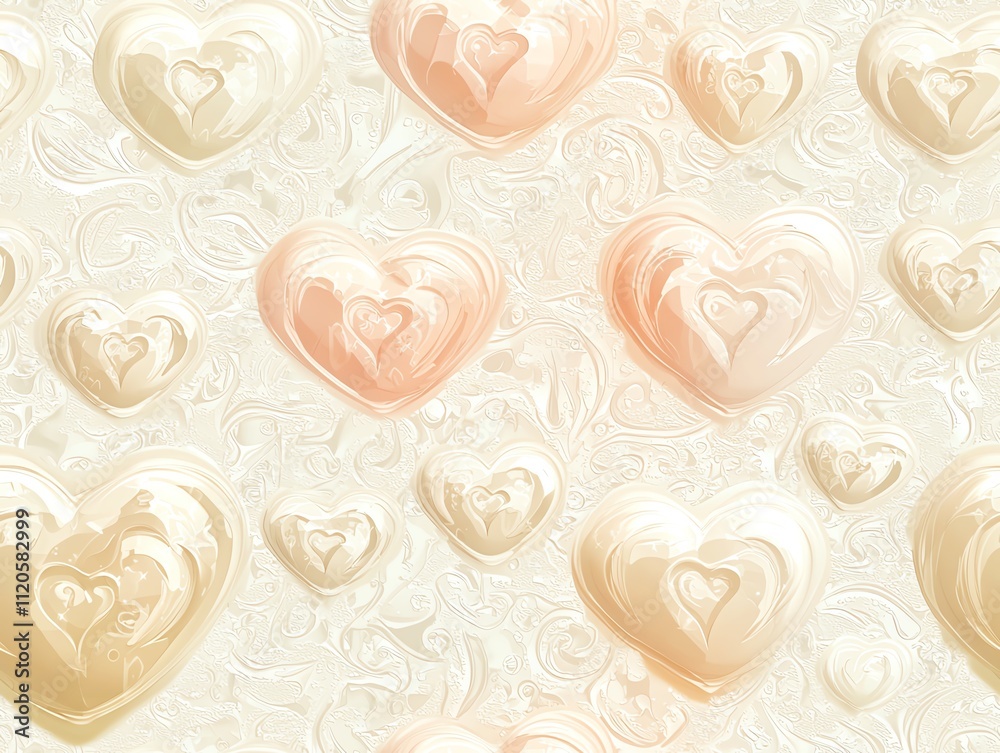 Dreamy white and cream background with translucent love symbol watermarks, ultra-fine glitter texture Dreamy white and cream background with translucent love symbol watermarks, ultra-fine glitter texture