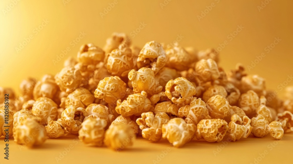 Fresh Popcorn Against a Yellow Pastel Backdrop Fresh Popcorn Against a Yellow Pastel Backdrop