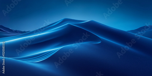 A minimalist abstract background featuring smooth indigo waves and curves, creating a serene and modern aesthetic