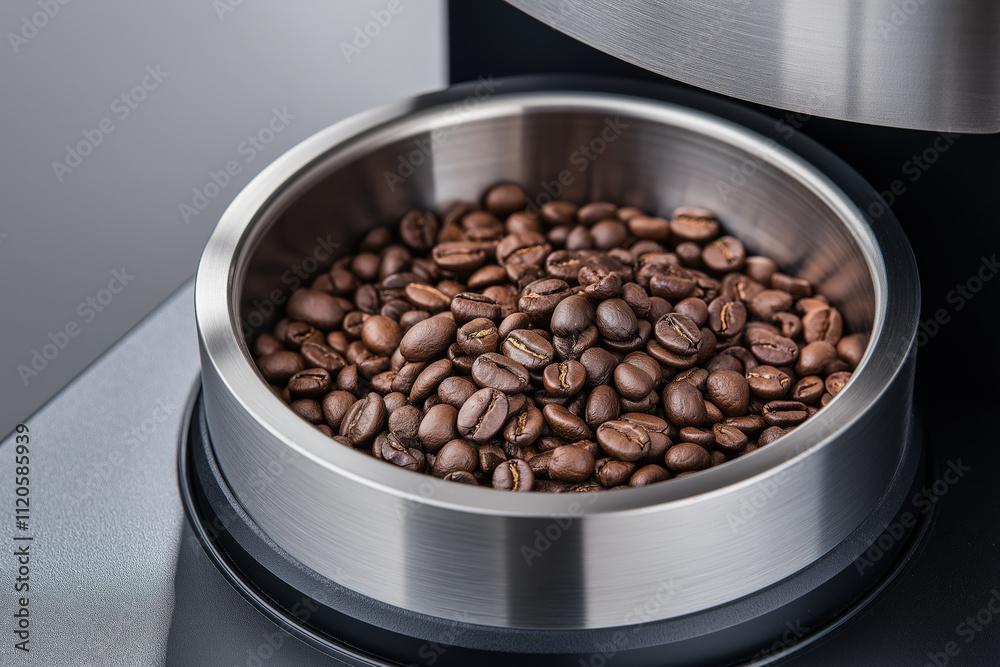 Fototapeta premium Closeup of Fresh Coffee Beans in Grinder