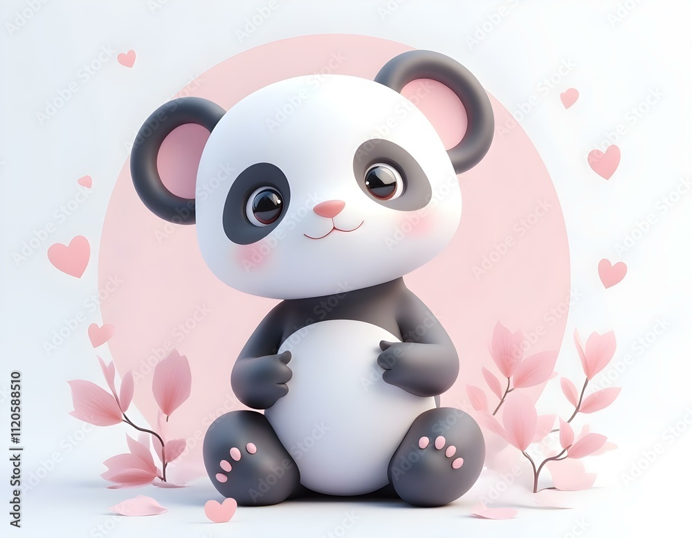 baby panda 3d isolated on a transparent cut-out background ia 
