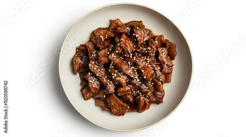 Fototapeta Naklejka Na Ścianę i Meble -  Delicious Bulgogi Beef in Soy Glaze - Overhead Shot