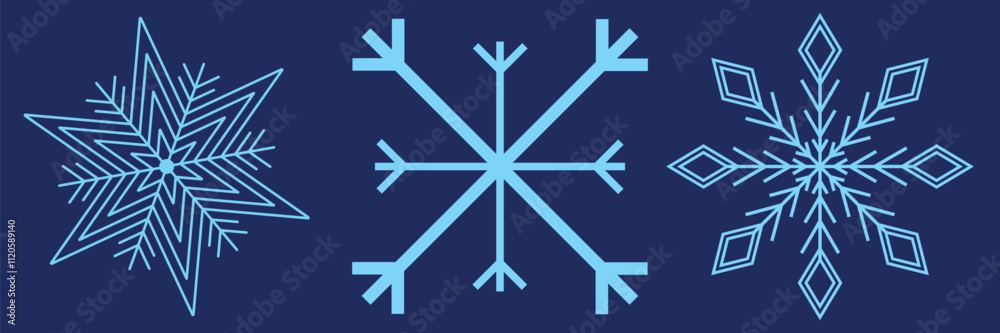 Set of Snowflakes Christmas design vector. Snowflakes icons. White Snowflake. Snowflakes template. Snow winter. Snowflakes icons. Snowflake vector icon