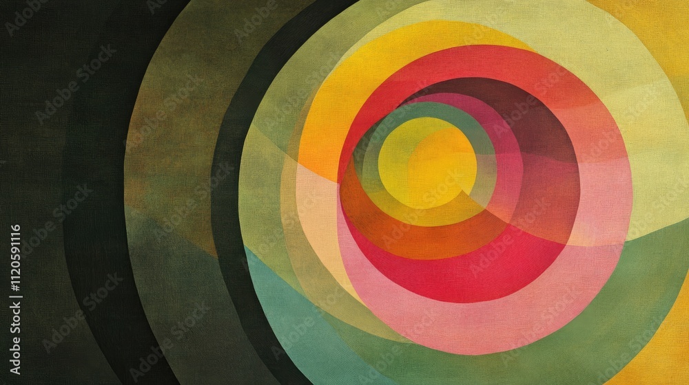 Fototapeta premium Colorful Circular Abstract Art with Overlapping Geometric Patterns