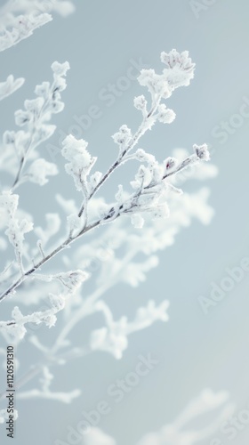 Winter branches in soft tones against a gray background, phone snow wallpaper