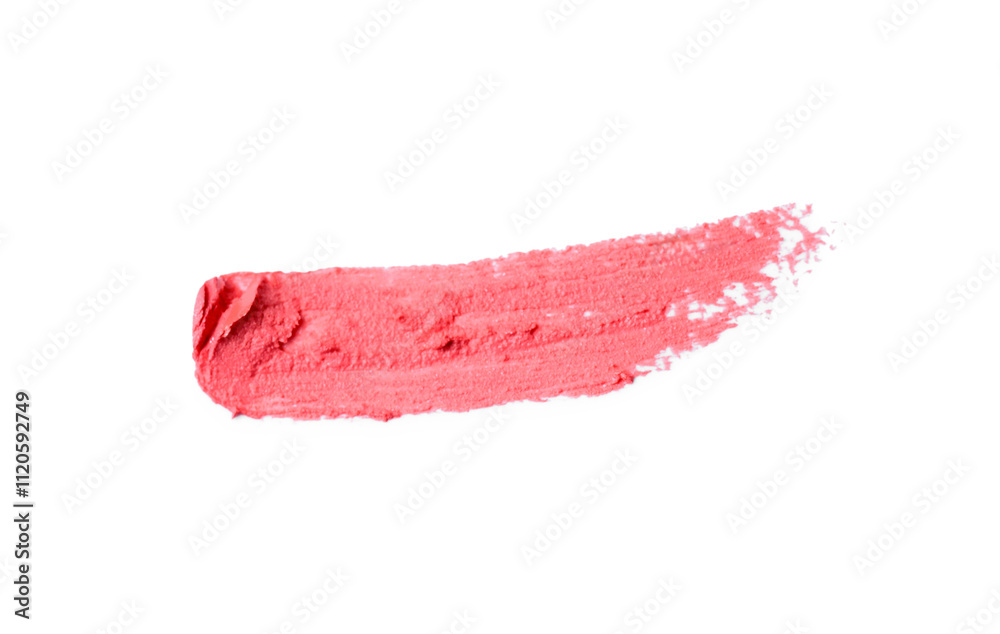 Stroke of beautiful lipstick isolated on white, top view Stroke of beautiful lipstick isolated on white, top view