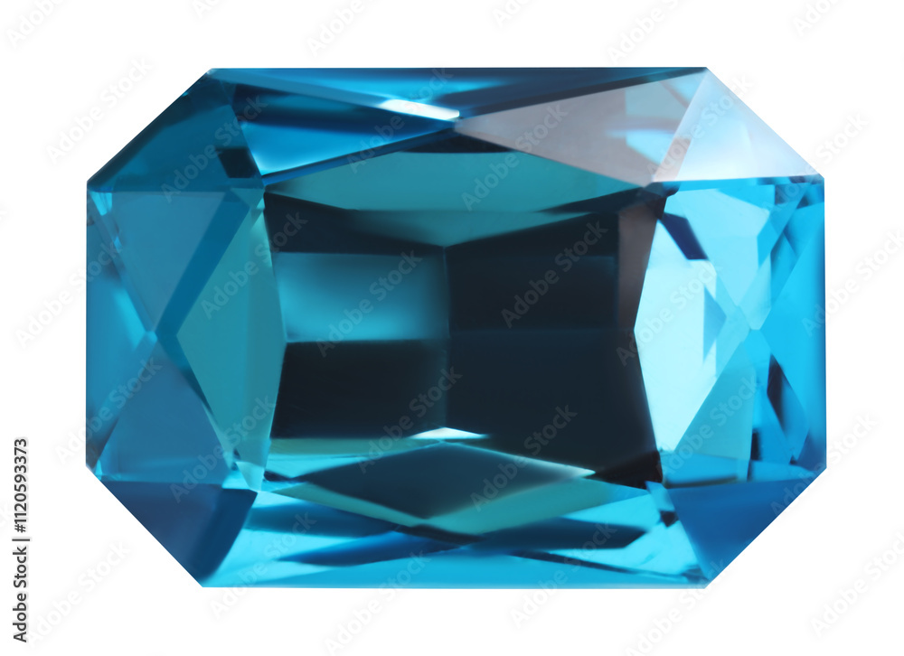 Light blue shiny gemstone isolated on white Light blue shiny gemstone isolated on white