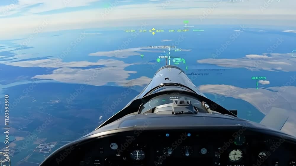 Stunning Aerial View from Cockpit:  A breathtaking flight simulation over a vast landscape.