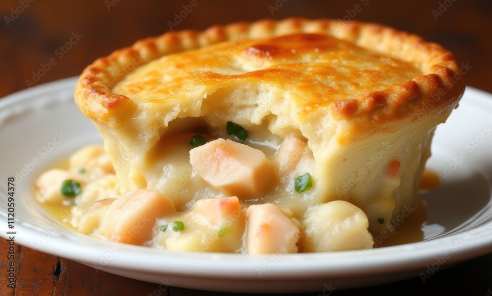 Delicious chicken pot pie with golden crust Delicious chicken pot pie with golden crust