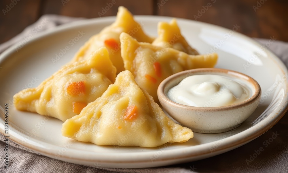 Delicious homemade dumplings with sauce Delicious homemade dumplings with sauce