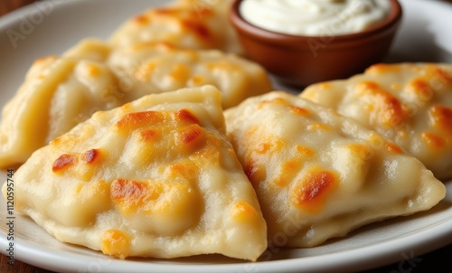 Delicious golden-brown dumplings on a plate