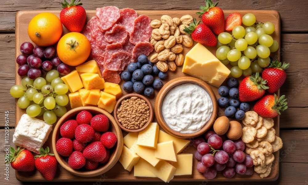 Colorful cheese and fruit platter Colorful cheese and fruit platter