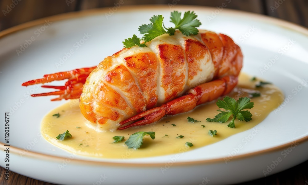 Delicious shrimp dish garnished with herbs Delicious shrimp dish garnished with herbs