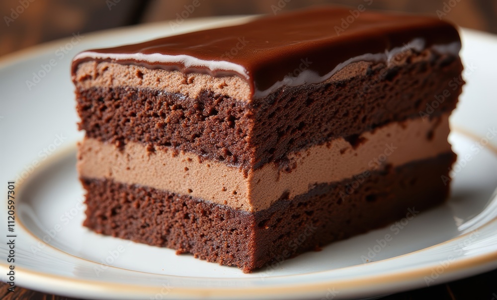 Delicious layered chocolate cake slice Delicious layered chocolate cake slice