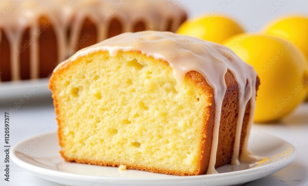 Delicious lemon cake with glaze slice Delicious lemon cake with glaze slice