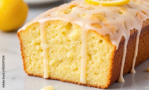 Delicious lemon loaf cake with glaze