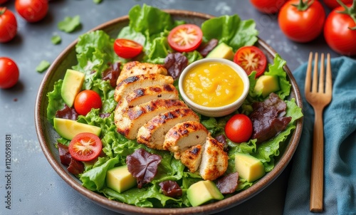 Vibrant chicken salad with fresh ingredients