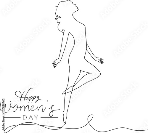 happy women's day with dancing line art