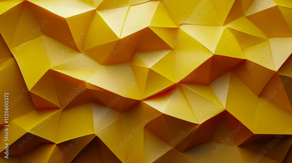 Abstract geometric pattern with yellow triangular 3d facets and shadows Abstract geometric pattern with yellow triangular 3d facets and shadows