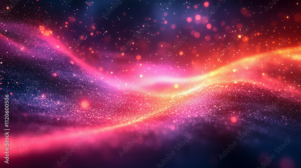 Fototapeta premium Vibrant abstract waves with glowing particles in motion
