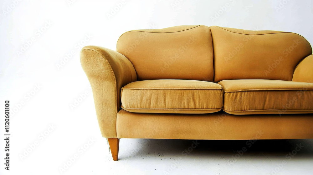Fototapeta premium Modern Light Brown Sofa on White Background